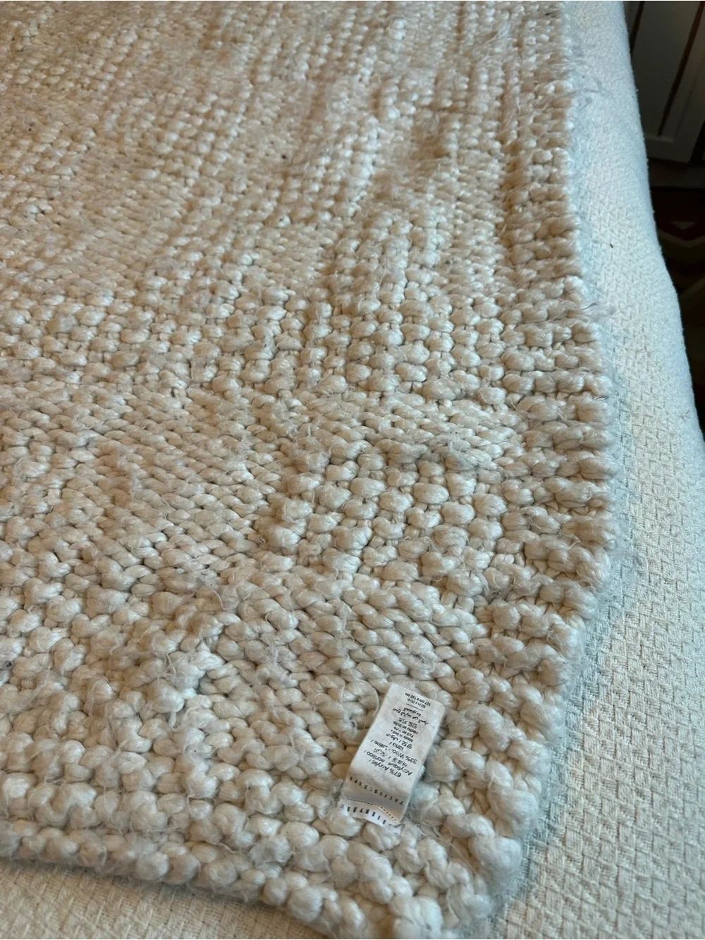 Pottery Barn Cream Chunky Knit Wool Throw